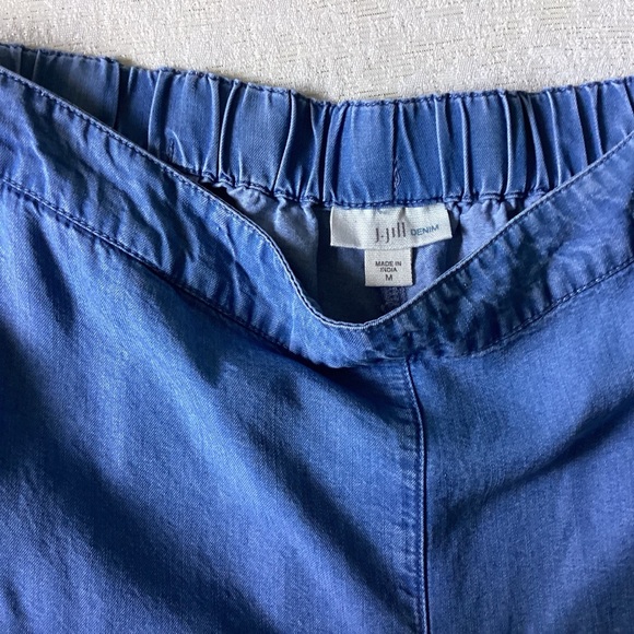 J. Jill Denim Chambray Wide Leg Pull-On Pants Woman’s Medium With Pockets Blue - Picture 2 of 12